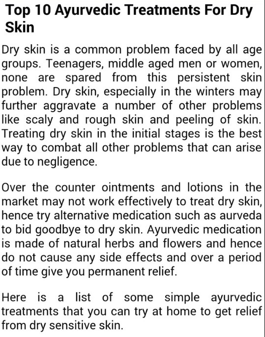 Top 10 Ayurvedic Treatments For Dry Skin Top 10 Ayurvedic Treatments For Dry Skin