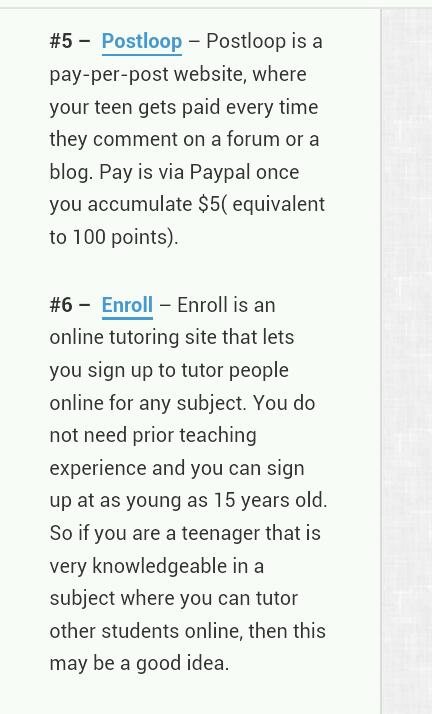 Job Ideas For Teans To Work From Home