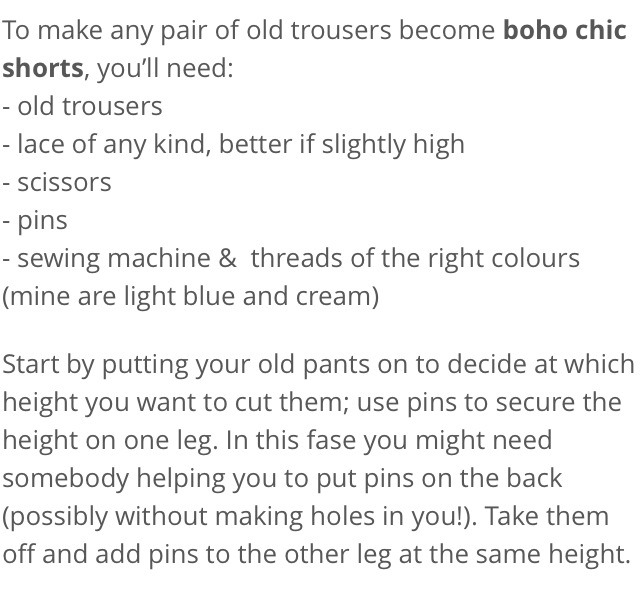 DIY BOHO Lace Shorts From Old Trousers Musely