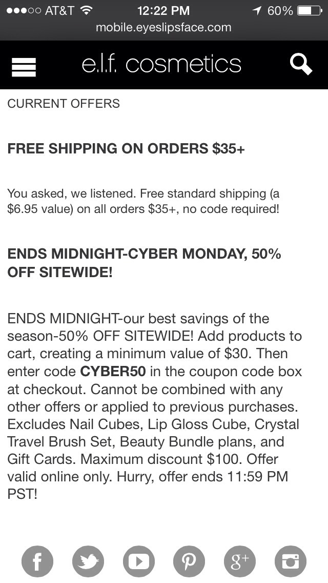 Elf coupon codes 50 off studio