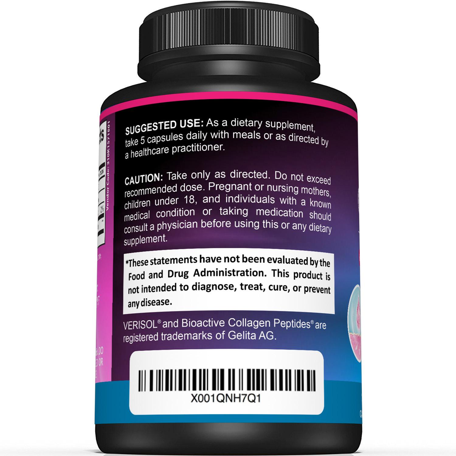 Premium Collagen Peptides Capsules Includes 2,500 mg of VERISOL