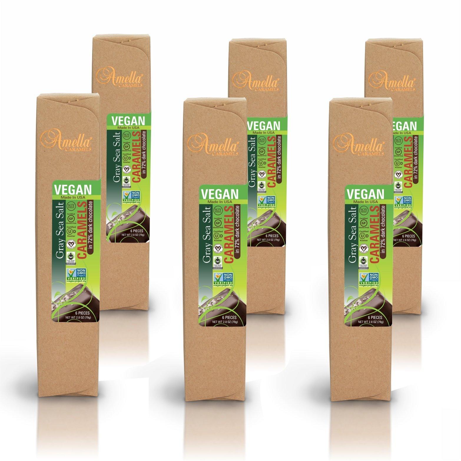 Vegan Gray Salt Caramels in 72% Dark Chocolate, 16.8 ounces (6 packs - 6 pcs/pack) Vegan Gray Salt Caramels in 72% Dark Chocolate, 16.8 ounces (6 packs - 6 pcs/pack)