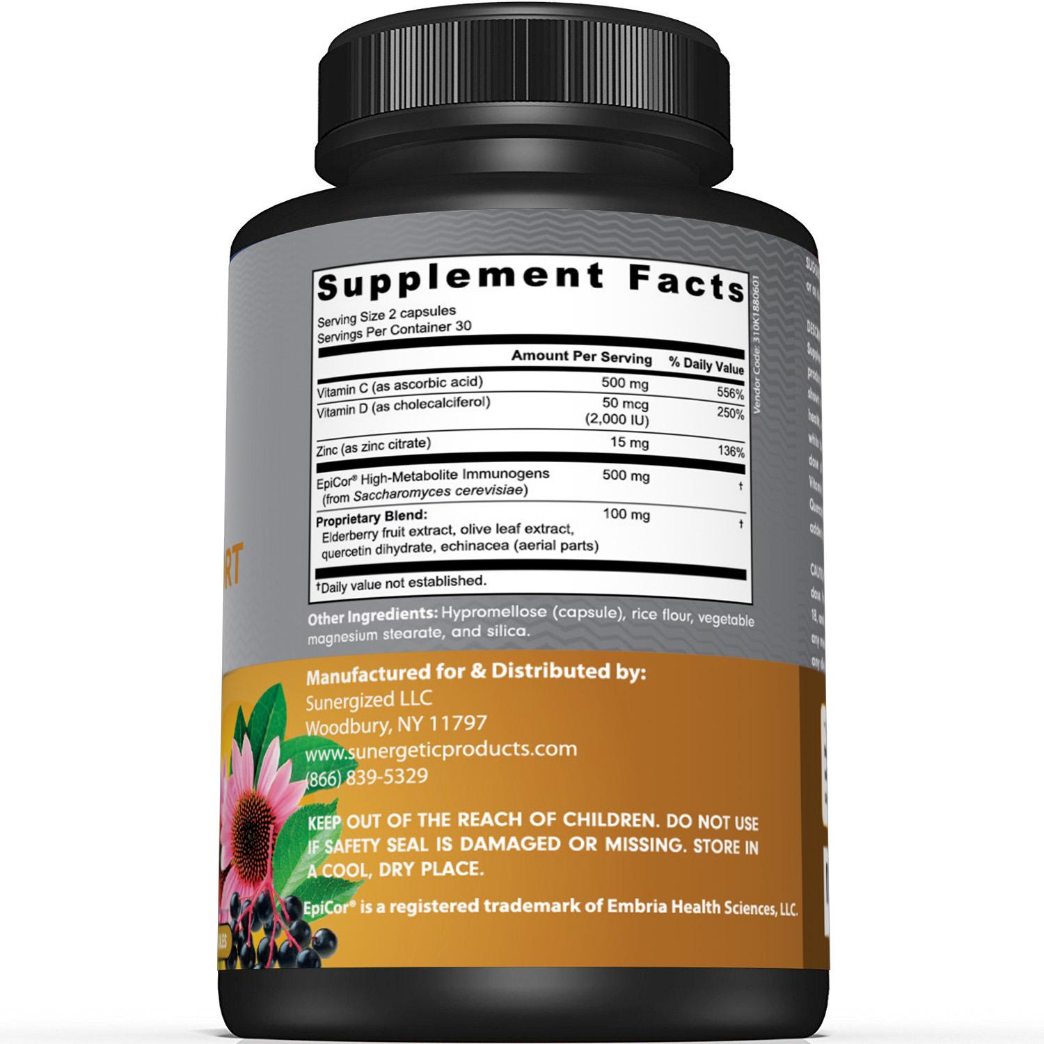 Premium Daily Immune System Booster With Epicor, D3, Zinc, Elderberry