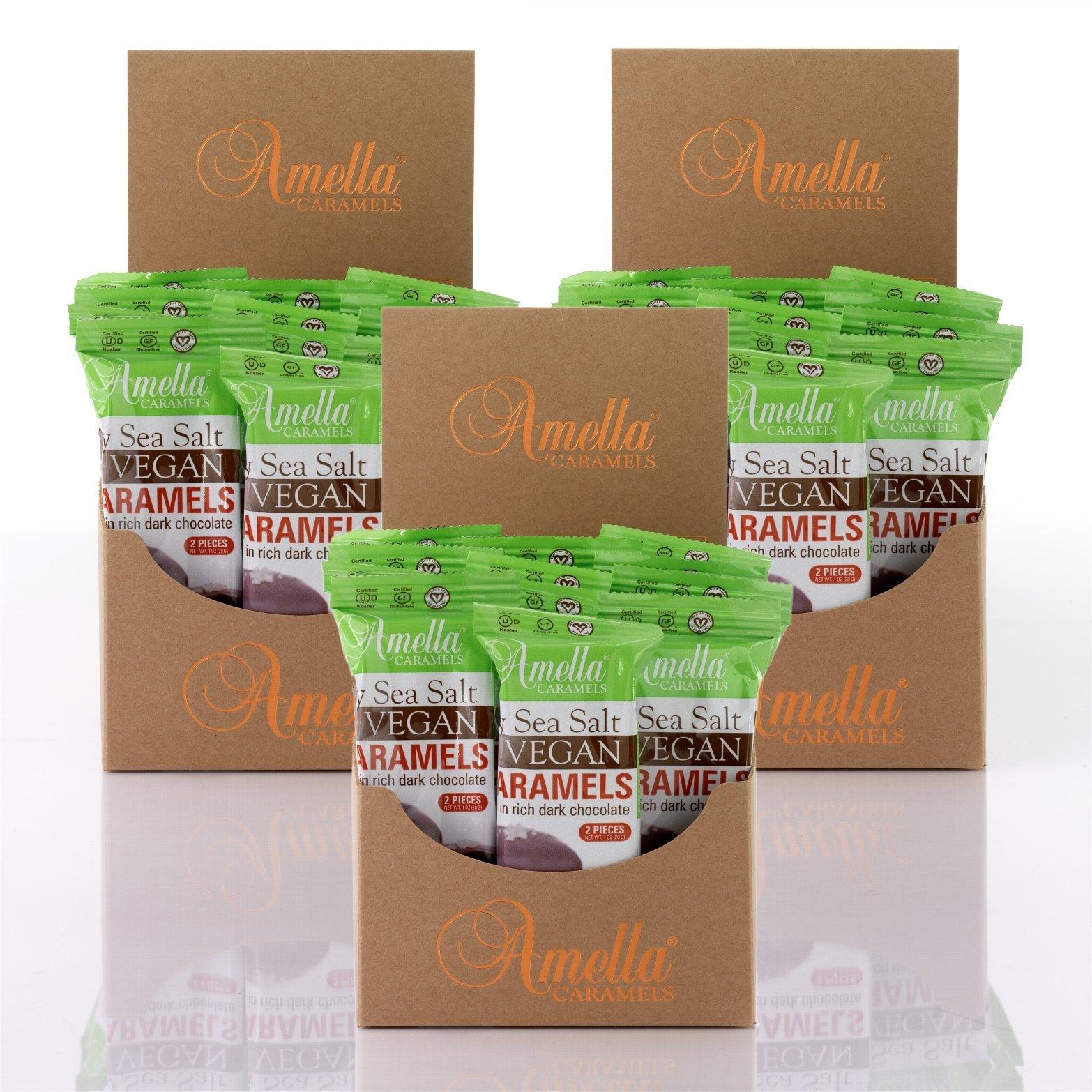 Vegan Gray Salt Caramels in 72% Dark Chocolate, 45.0 ounces (45 packs - 2 pcs/pack) Vegan Gray Salt Caramels in 72% Dark Chocolate, 45.0 ounces (45 packs - 2 pcs/pack)
