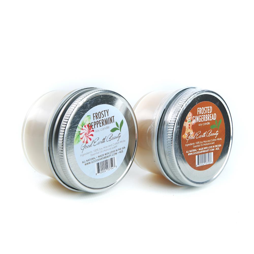 Soy All Natural Candles set 2 Frosty Peppermint & Frosted Gingerbread - image 2