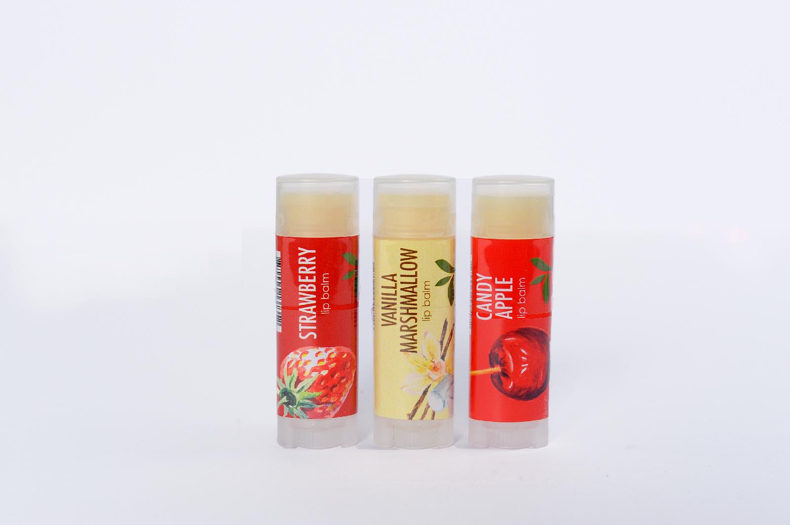 New Gift Set - Lip Balm Natural Vegan set of 3 -Candy Apple, Strawberry, Vanilla Marshmallow