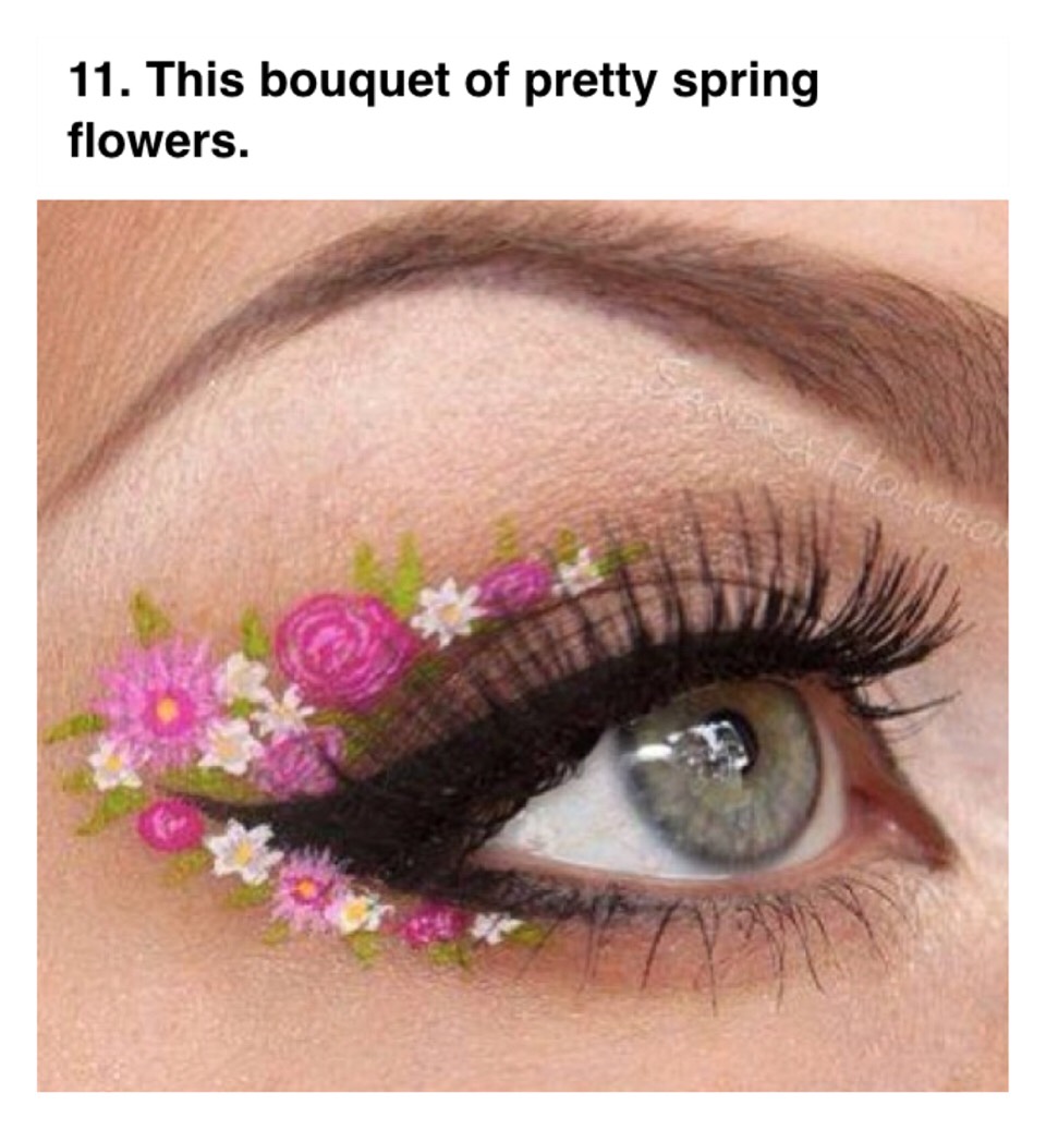 Глаза как цветы. Креативный макияж цветы. Визаж с цветами. Макияж с ромашками на глазах. Макияж с цветочками легкий