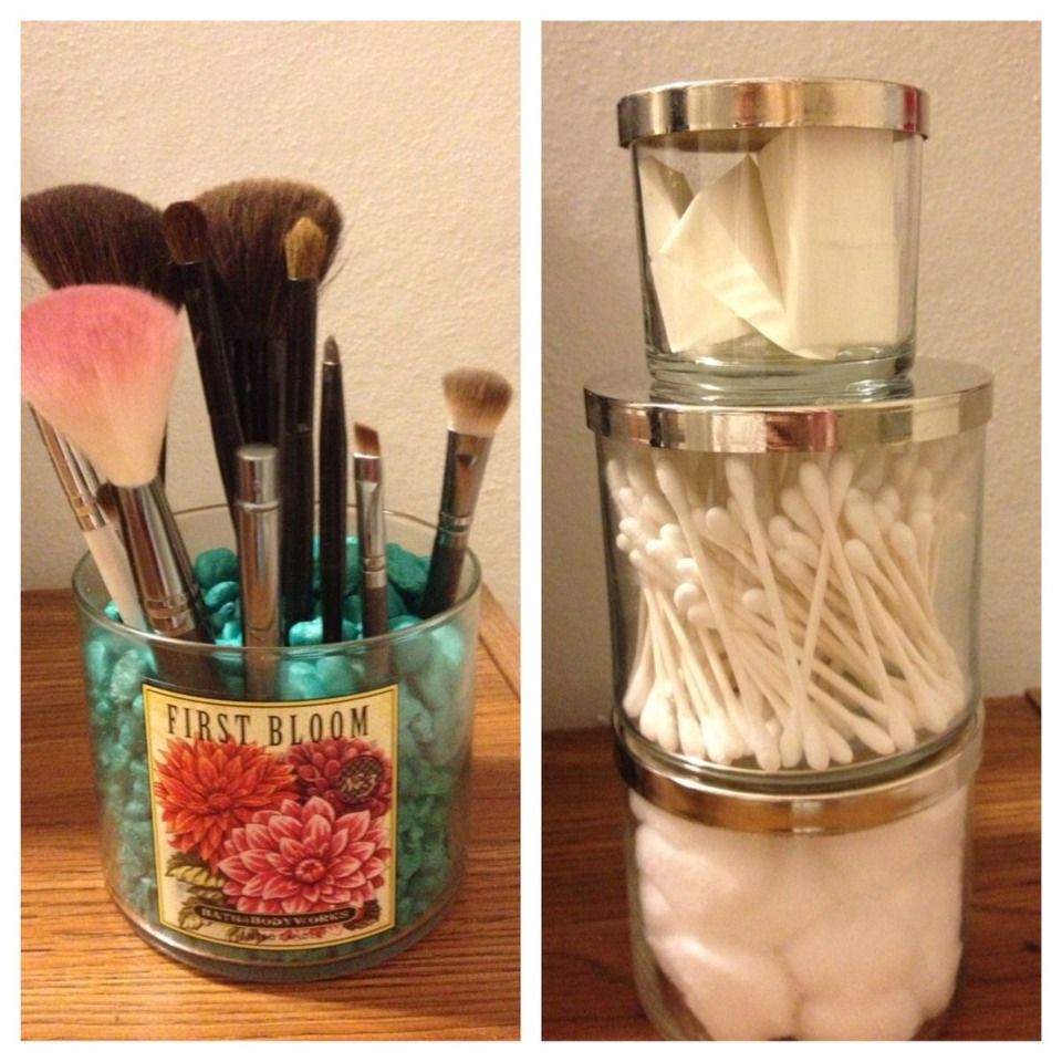 Reuse Those Old Empty Candle Jars Bathroom Organizers And 10 Other