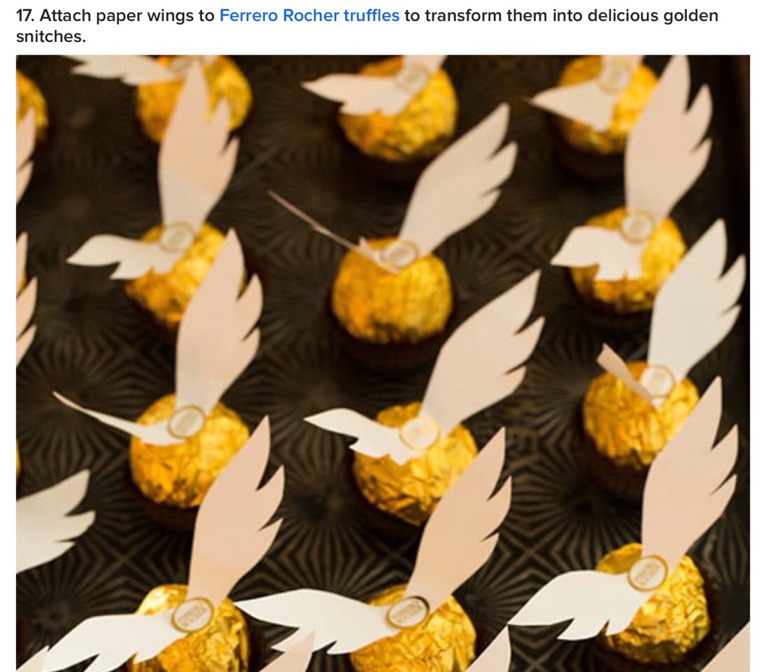 Ferrero Rocher Golden Snitch Wings Printable Harry Potter Birthday