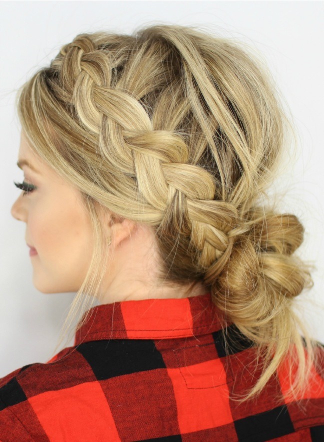 Dutch Braids And Low Messy Bun By Jasmine Musely