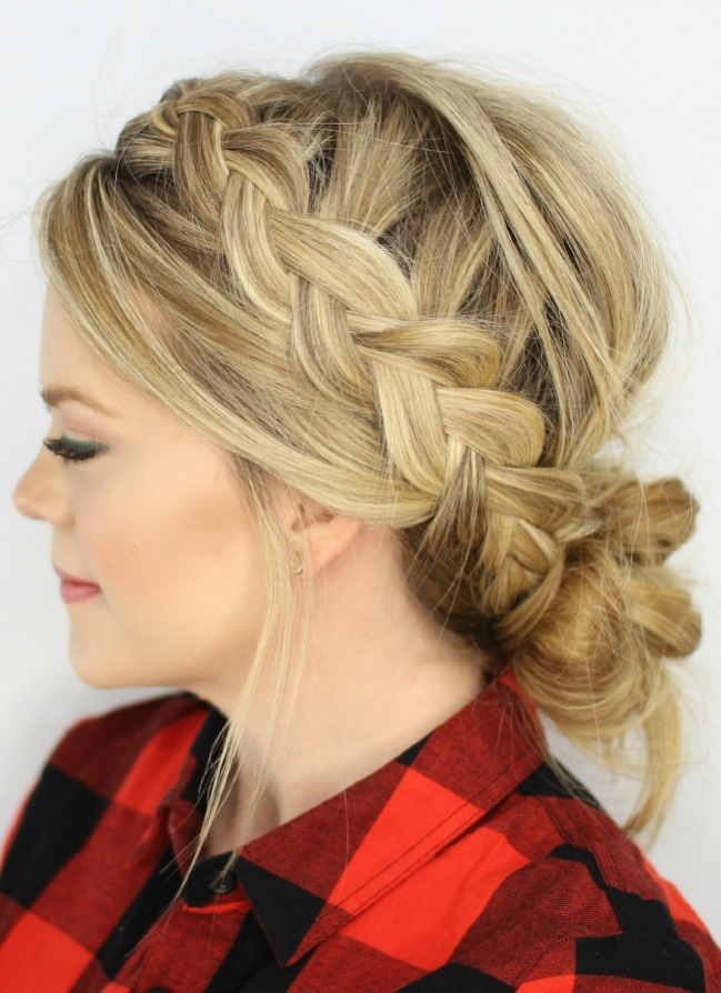 Dutch Braids And Low Messy Bun By Jasmine Musely