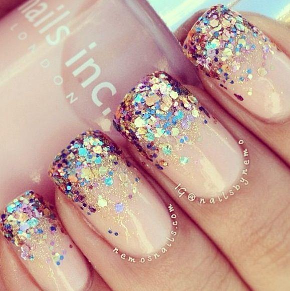 Spring Glitter Ombré Nails - Musely