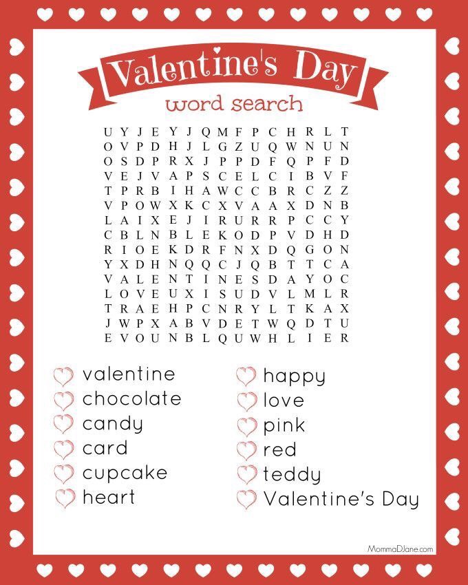 printable valentines day word search musely