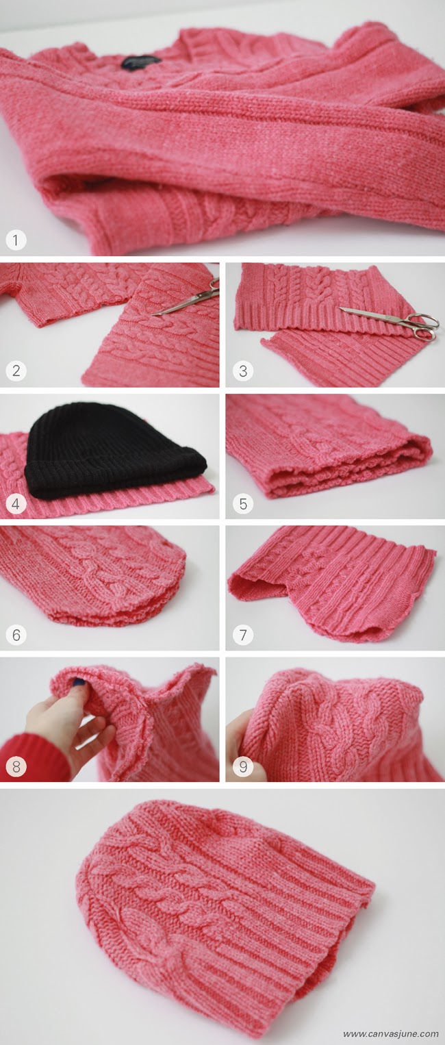 DIY Beanies using old Sweater Musely