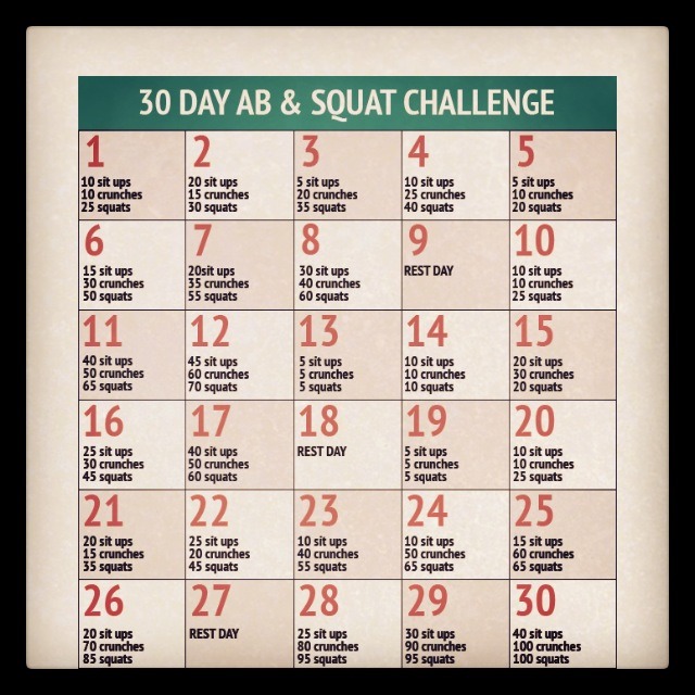 30 Day Ab And Squat Challenge Musely