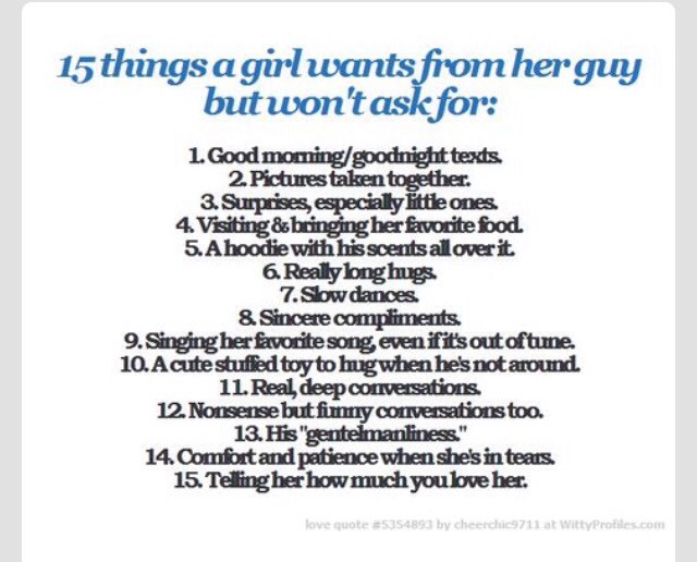 15 Things A Girl Wants From Her Guy But Won't Ask For 💕 - Musely