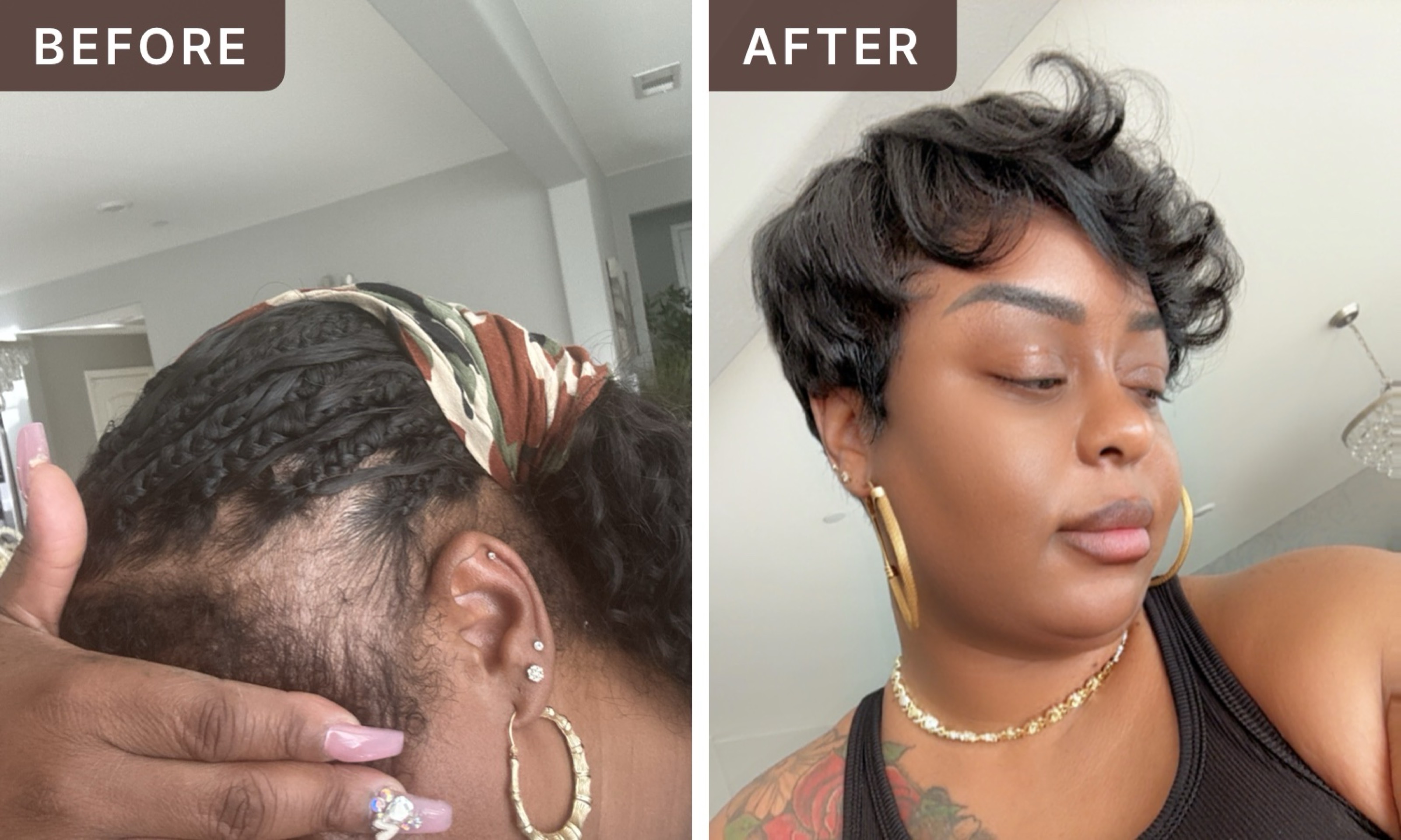 Jameela J. -- before and after, 8 weeks