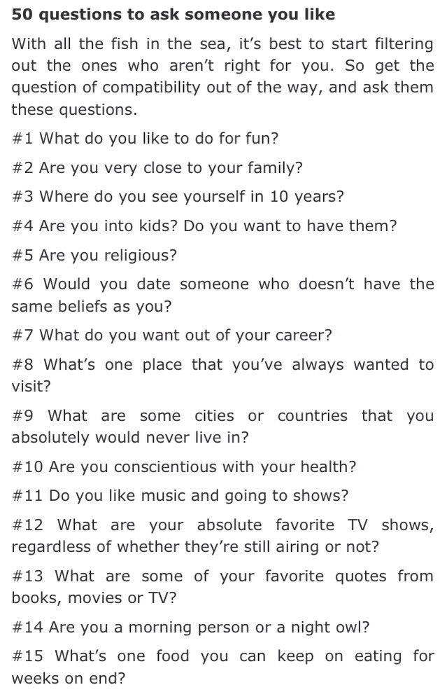 50 Questions To Check If Someone's Right For You. - Musely