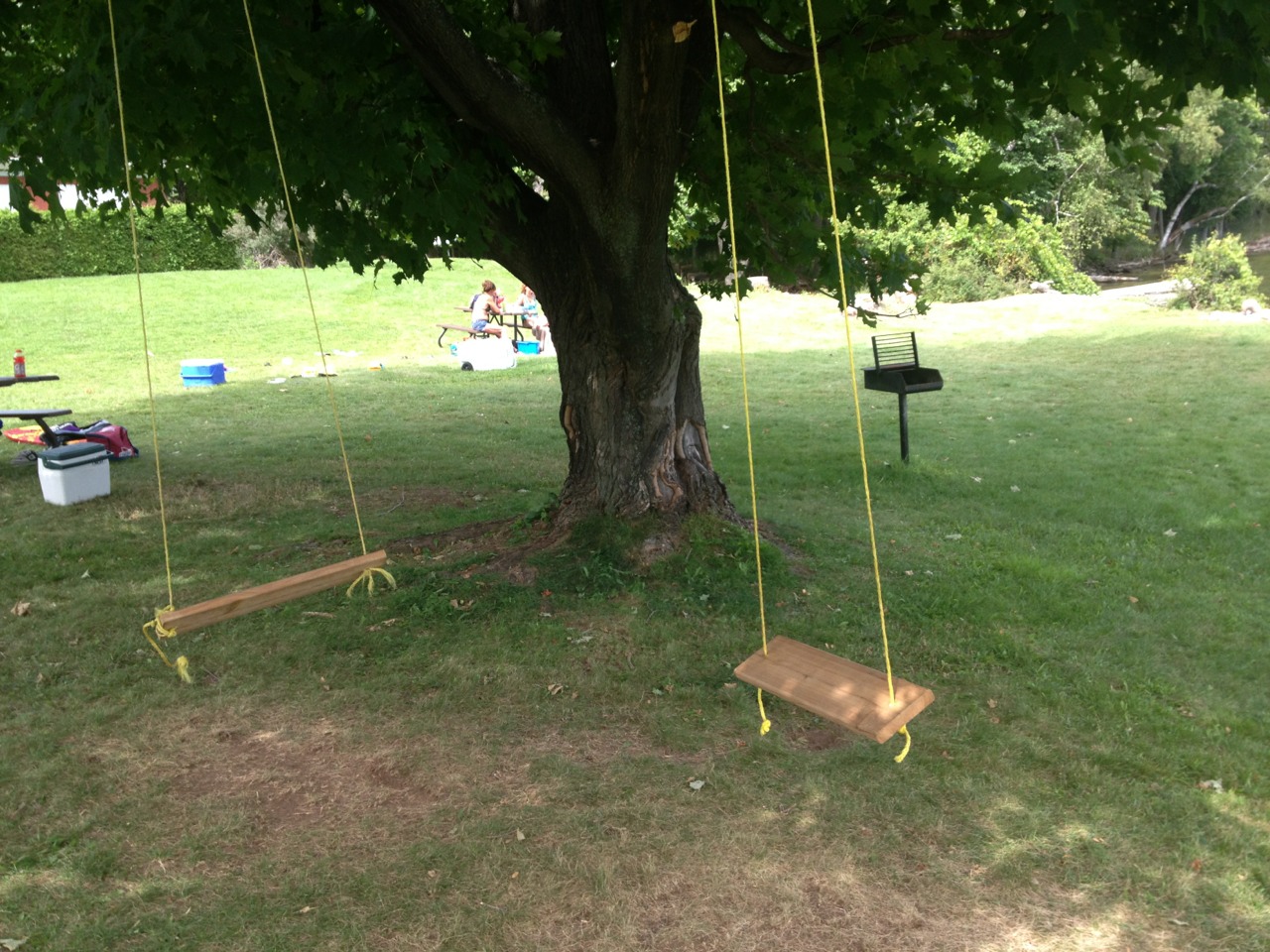 if you attach a piece of ply wood to a strong rope and attach it to a