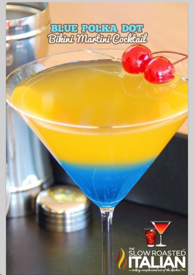 Blue Polka Dot Bikini Martini Cocktail Musely