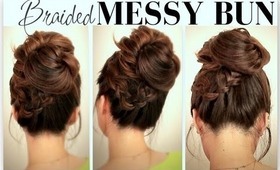 Braided Messy Bun Tutorial For Medium Long Hair Video By