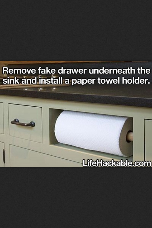 Put A Paper Towel Dispenser In Place Of A Fake Drawer! Musely