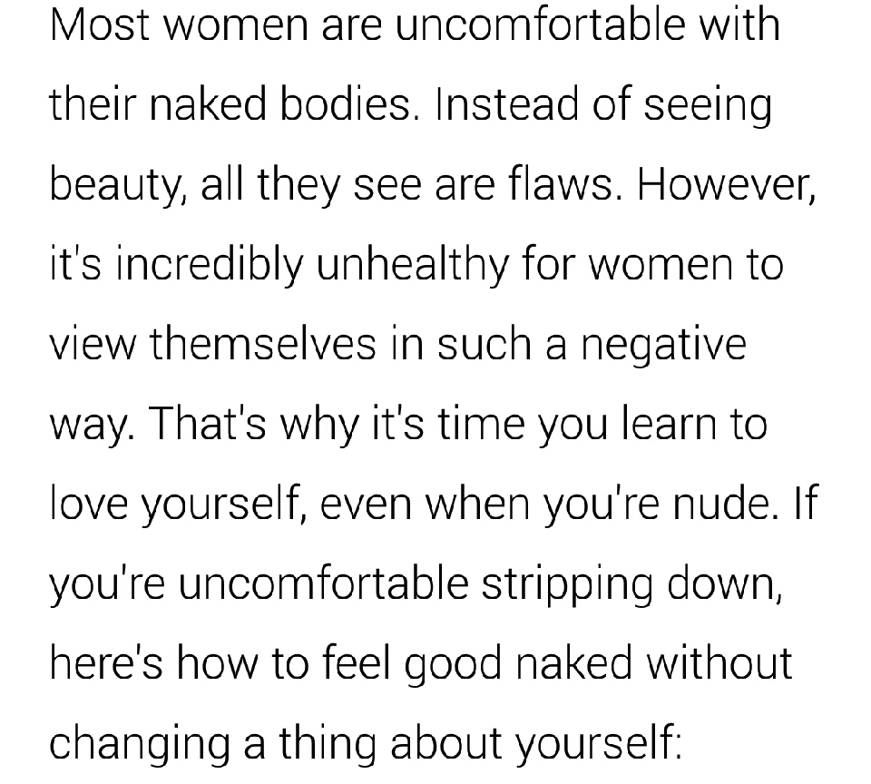 How To Feel Good Naked Without Changing A Thing About Yourself! Musely