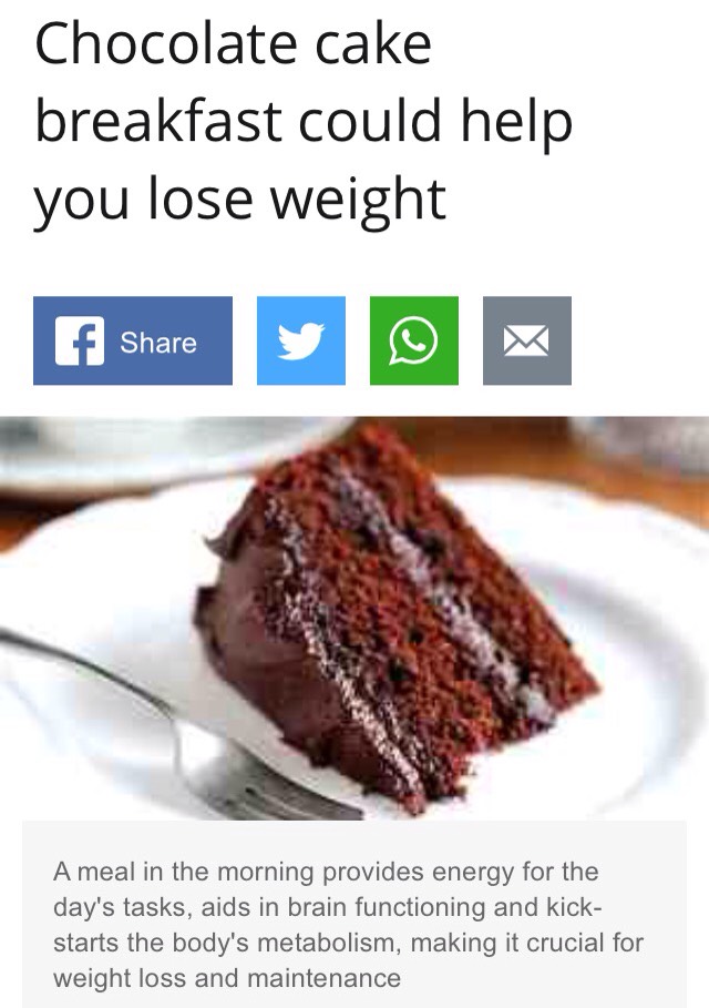 Does Eating Chocolate Cake For Breakfast Help You Lose Weight