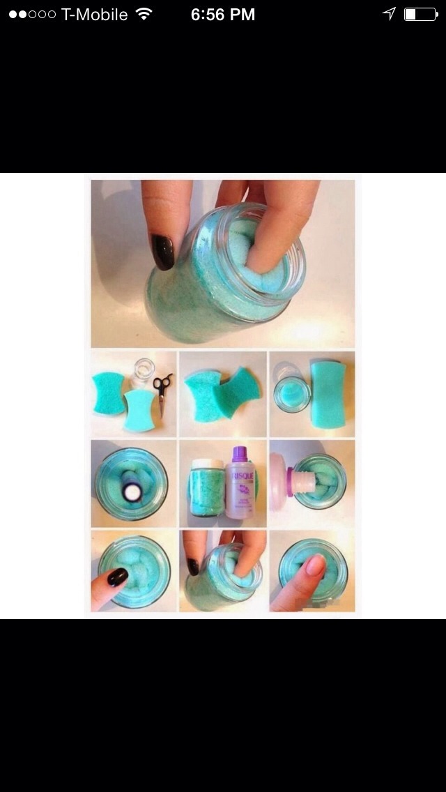 Putting Two Sponges In A Mason Jar With Nail Polish Remover Easy To