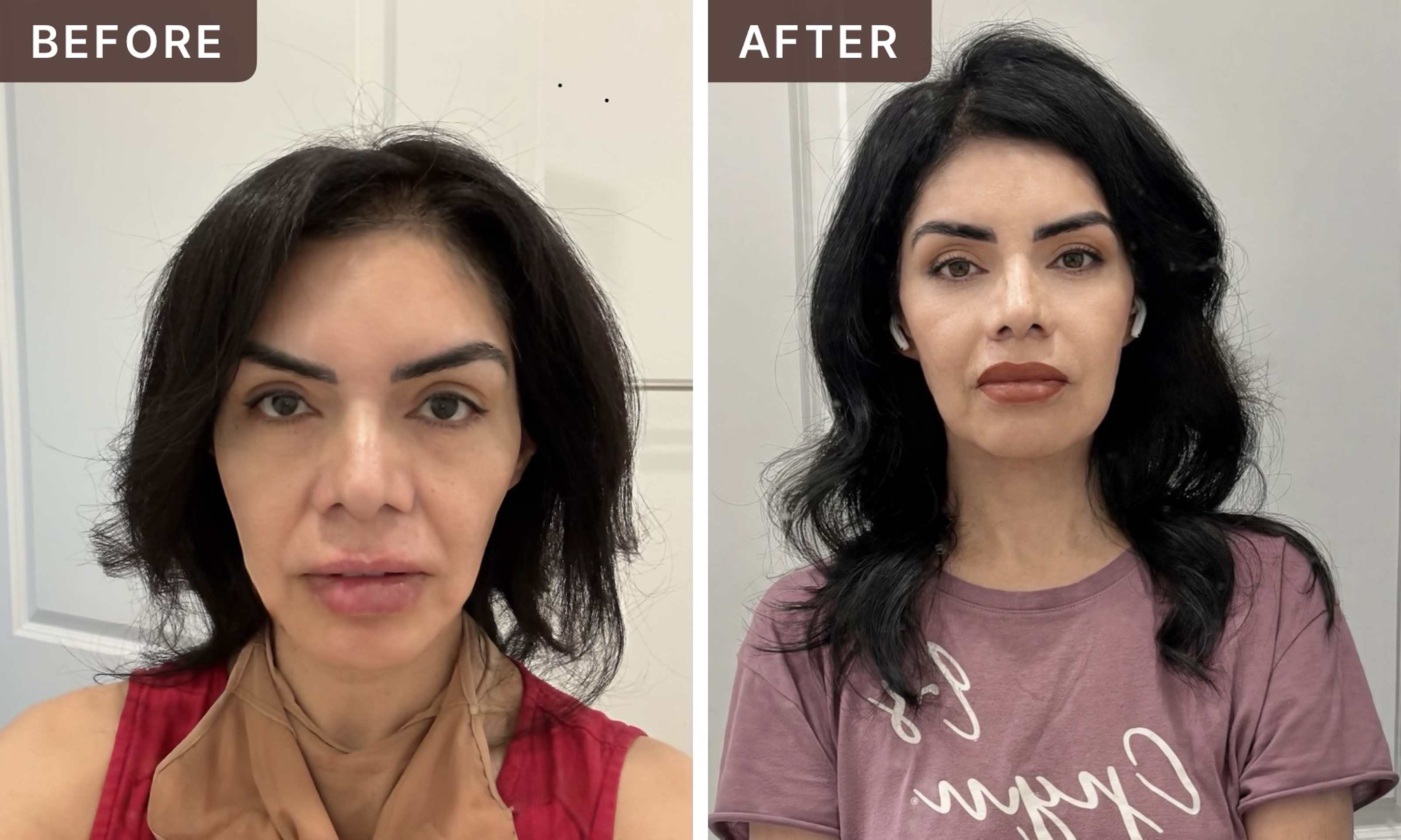 Grisella P. -- before and after, 3 weeks