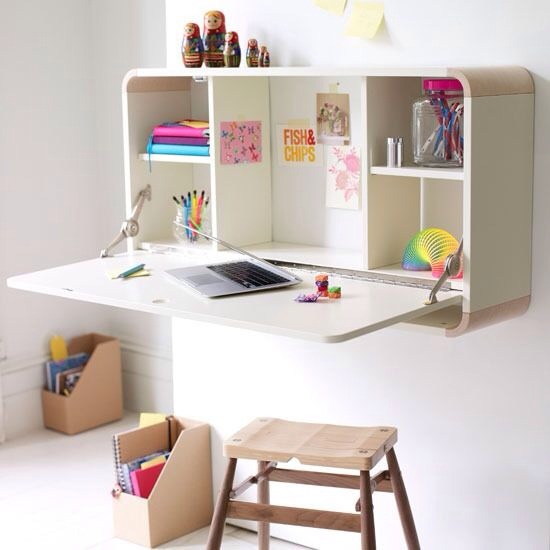 In A Small Space, This Clever Fold Away Desk Is a Great Ideas For Your