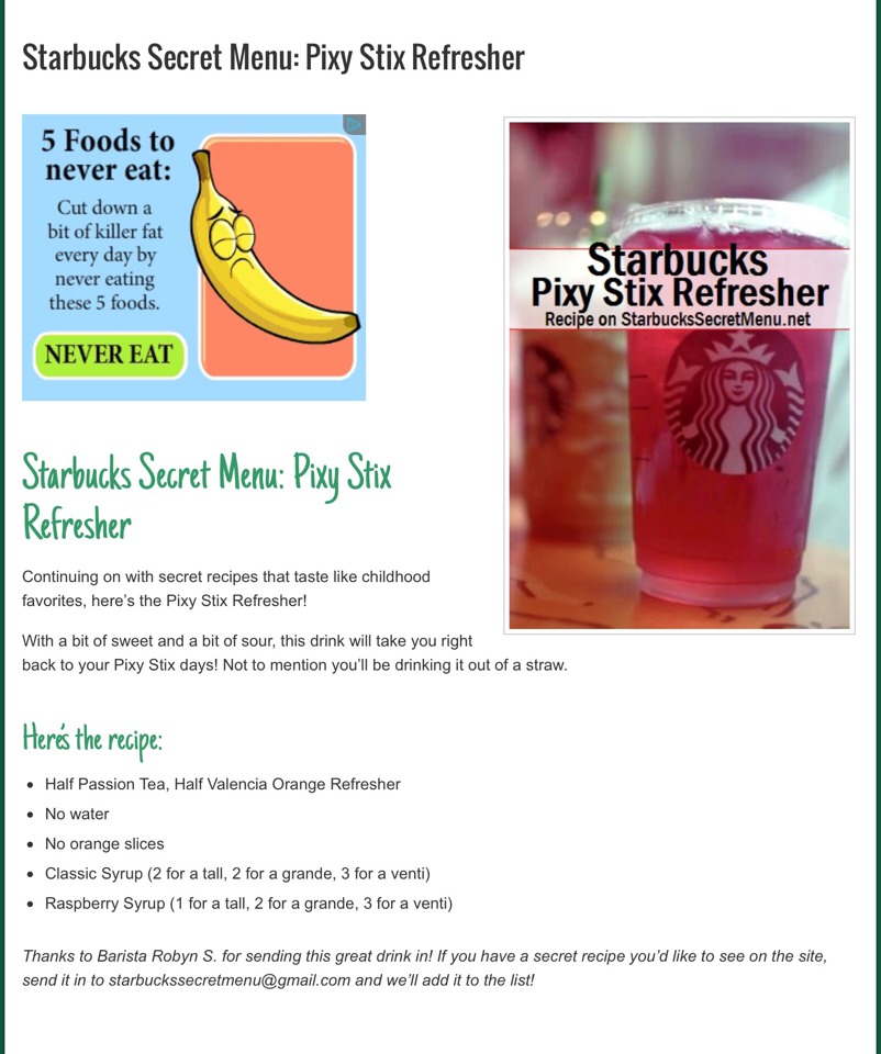 Starbucks Refreshers Secret Menu All By Rosaa Martinez Musely