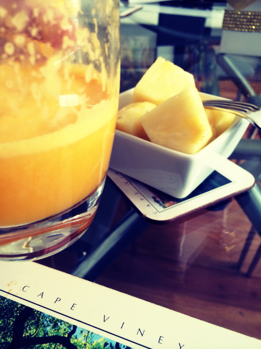 A Quick And Healthy Snack Freshly Squeezed Orange Juice With Pineapple