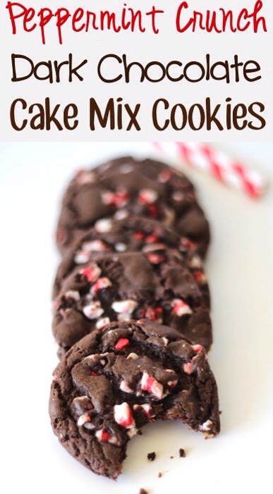 Peppermint Crunch Dark Chocolate Cake Mix Cookies Peppermint Crunch Dark Chocolate Cake Mix Cookies