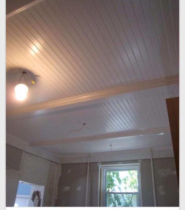 For Awful Drop Ceilings Paint Your Beams White And Add Bead Board