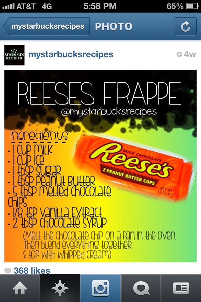 DIY Reese's Pieces Peanut Butter Cup Frappuccino From Starbucks Musely
