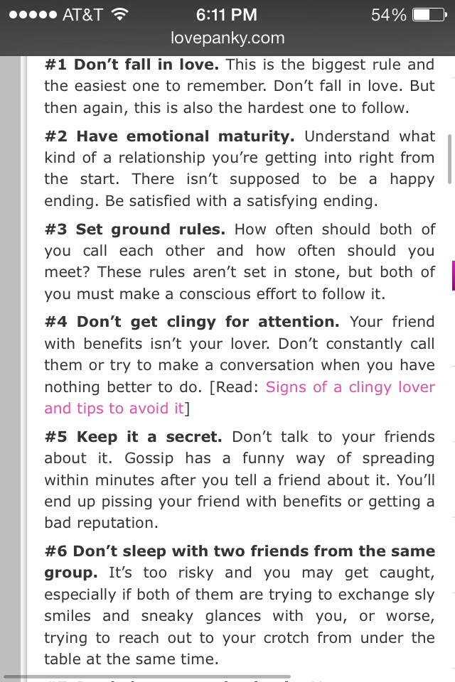 Rules Of Being In A Friends With Benefits